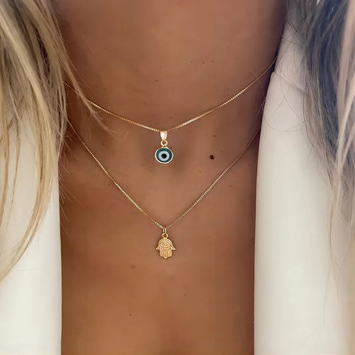 Double Layer Dainty Evil Eye Necklace